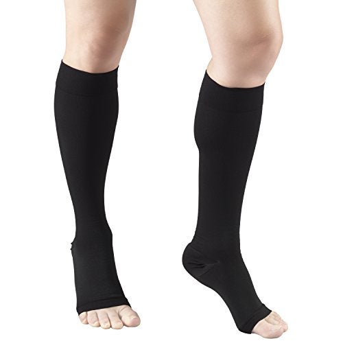 Truform 30-40 mmHg Compression Stockings for Men and Women, Knee High Length, Open Toe, Black, Large - Image 3