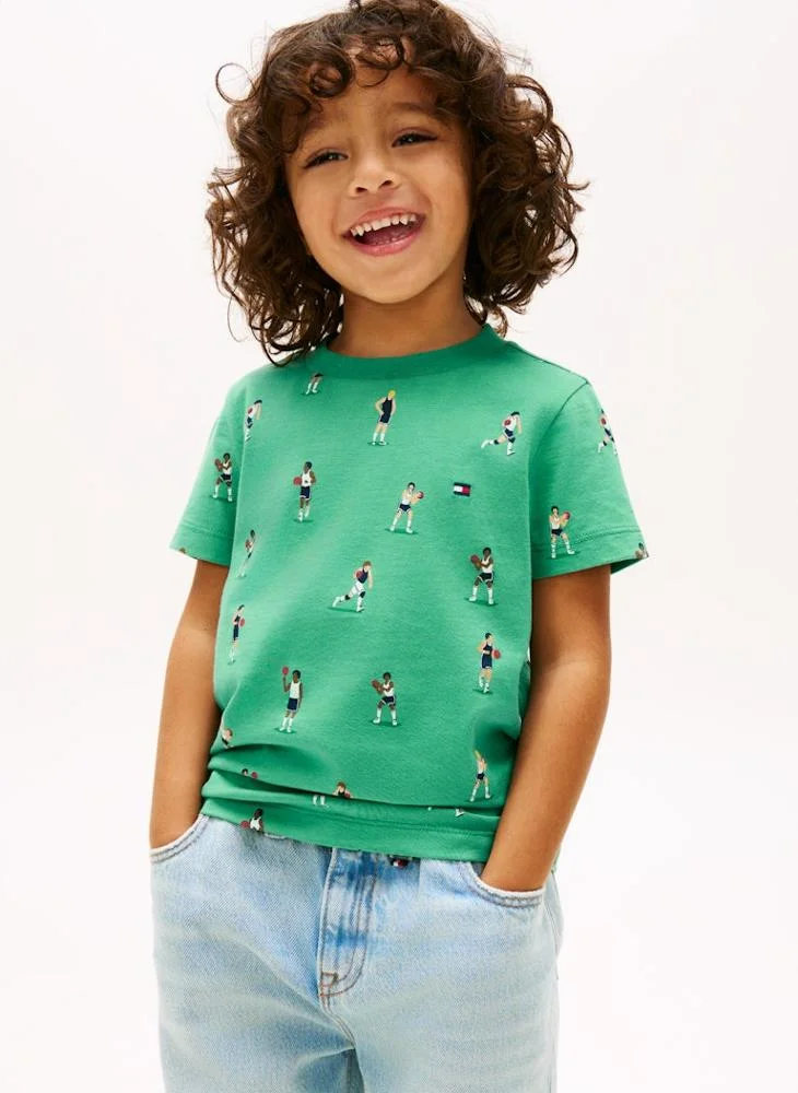 TOMMY HILFIGER Kids All Over Print Crew Neck T-Shirt