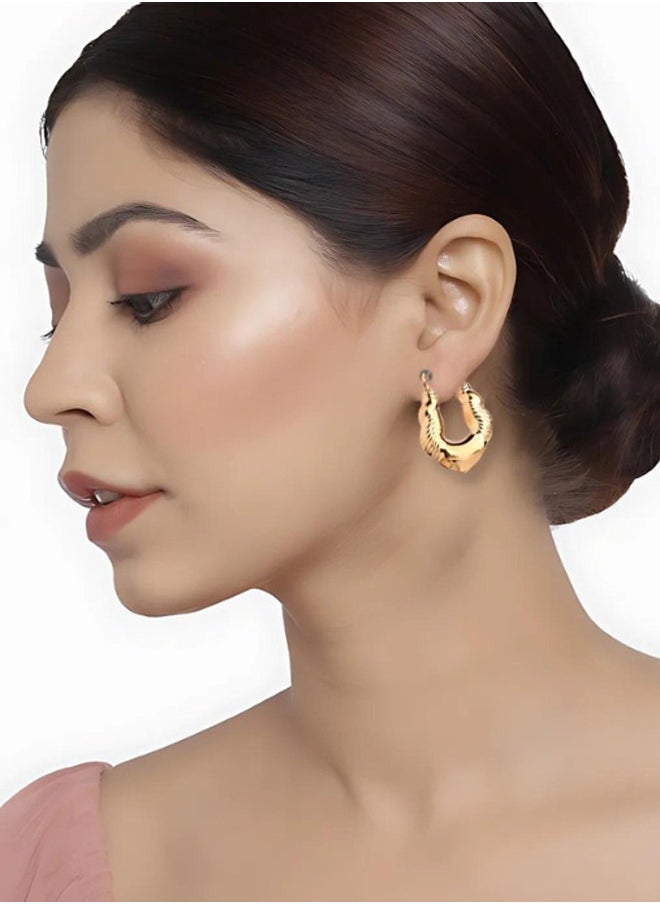 Just Peachy Just Peachy Gold-Toned Contemporary Stud Earrings ? Elegant Modern Design, Versatile Gold Finish, Perfect for Everyday Wear, Stylish & Sophisticated Jewelry Accessory for Any Occasion  - Image 2