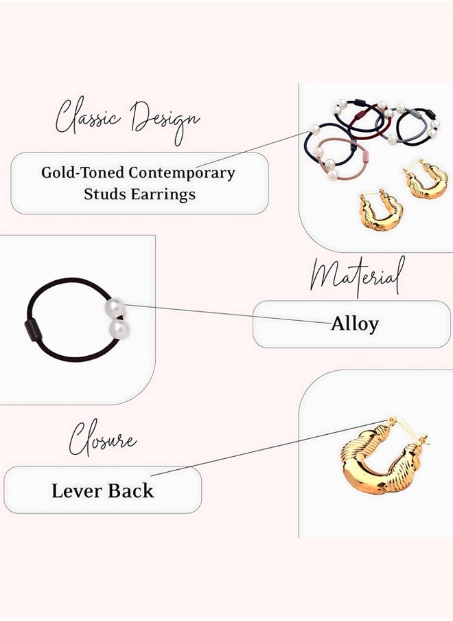 Just Peachy Just Peachy Gold-Toned Contemporary Stud Earrings ? Elegant Modern Design, Versatile Gold Finish, Perfect for Everyday Wear, Stylish & Sophisticated Jewelry Accessory for Any Occasion  - Image 4
