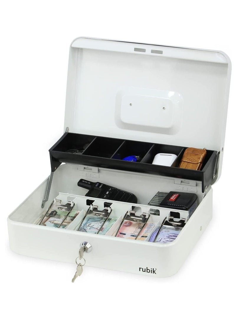 Rubik Cash Box with Key Money Tray Coin Slot Tray Steel Register For Small Business, Durable Portable Security Lockable Money Box Safe for Cash Storage(30x24x9cm)X-Large  - Image 1