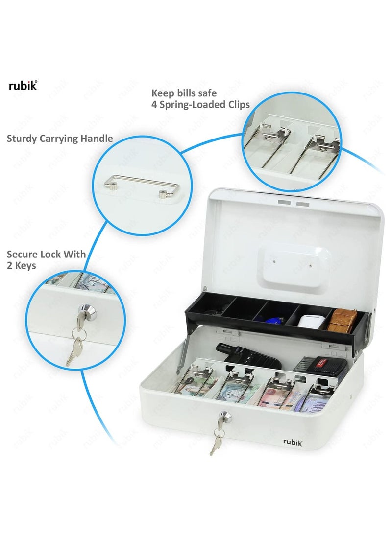 Rubik Cash Box with Key Money Tray Coin Slot Tray Steel Register For Small Business, Durable Portable Security Lockable Money Box Safe for Cash Storage(30x24x9cm)X-Large  - Image 3