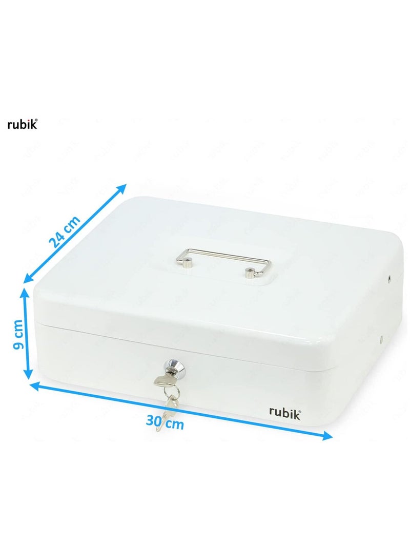 Rubik Cash Box with Key Money Tray Coin Slot Tray Steel Register For Small Business, Durable Portable Security Lockable Money Box Safe for Cash Storage(30x24x9cm)X-Large  - Image 4