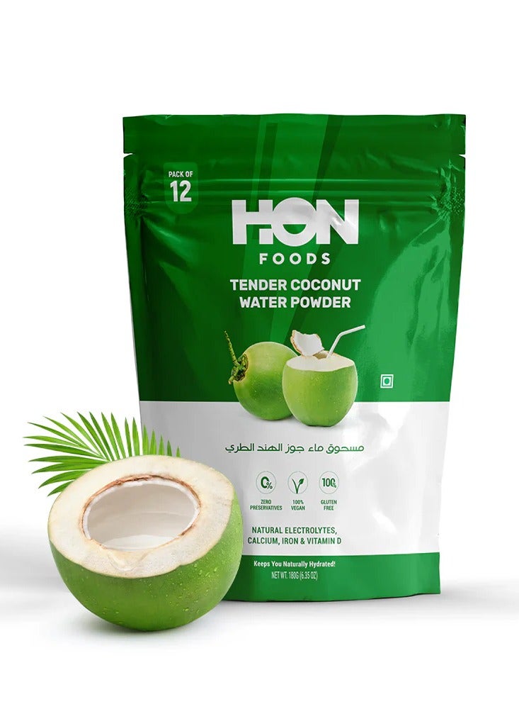 HON FOODS Tender Coconut Water Powder with Natural Electrolytes for Hydration & Healthy Skin (Pack of 12 Sachet) - Image 2