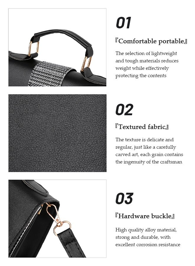 DUNISO Crossbody bag for women,magnetic button shoulder bag，PU leather handbag bag with three pockets inside，with adjustable shoulder strap,suitable for shopping, dating, travel and work，20*15*6cm，black - Image 4
