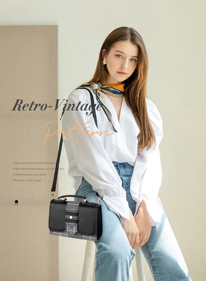 DUNISO Crossbody bag for women,magnetic button shoulder bag，PU leather handbag bag with three pockets inside，with adjustable shoulder strap,suitable for shopping, dating, travel and work，20*15*6cm，black - Image 2