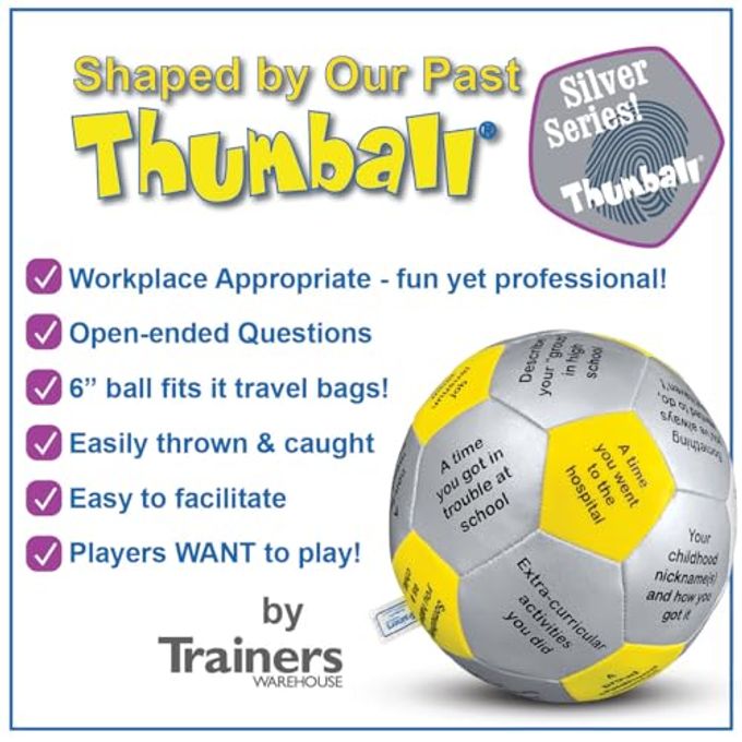 Trainers Warehouse Shaped by Our Past Thumball Communication Game 6" | Yellow Conversation Starter | Ice Breaker Share The Experiences That Shaped You | 32 Prompts - Image 5