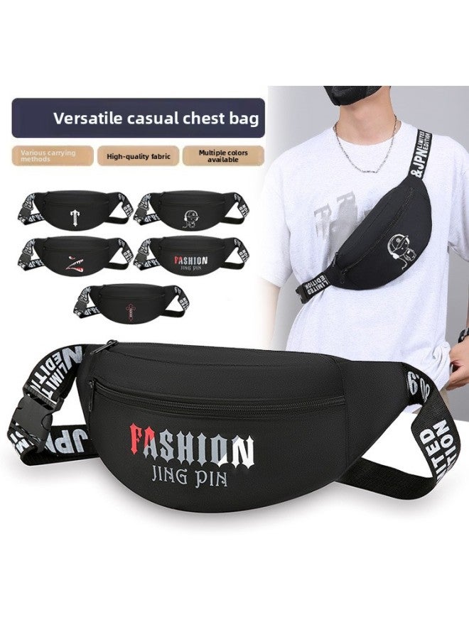 Generic Casual Sporty Crossbody Waist Bag Large Capacity Fitness Lightweight Bag Breathable Ultra-light Antibacterial Oxford Cloth-Color:Victory Sign - Image 2