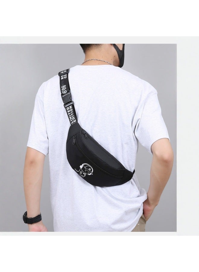 Generic Casual Sporty Crossbody Waist Bag Large Capacity Fitness Lightweight Bag Breathable Ultra-light Antibacterial Oxford Cloth-Color:Victory Sign - Image 5