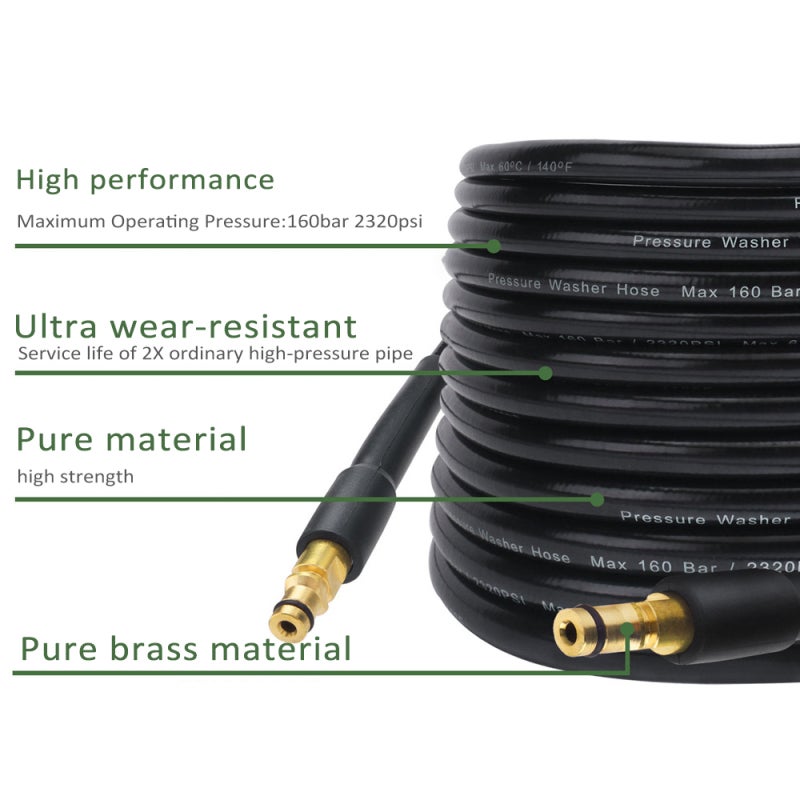 Pressure Washer Hose 10m Black: Enhanced 3-Layer Explosion-Proof Wear-Resistant - Versatile Replacement for Karcher K2-K7 Series High Pressure Washer Hose for Home Outdoor Cleaning Tasks - Image 4