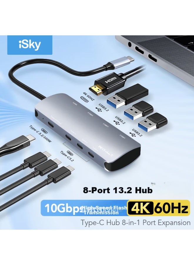Isky Type-c 3.2 Expansion Dock 10gbps High Speed Gen2 Dock With Hdmi 4k Hd Usb-c For Apple Microsoft Huawei Mobile Phones Notebooks Tablets - Image 1