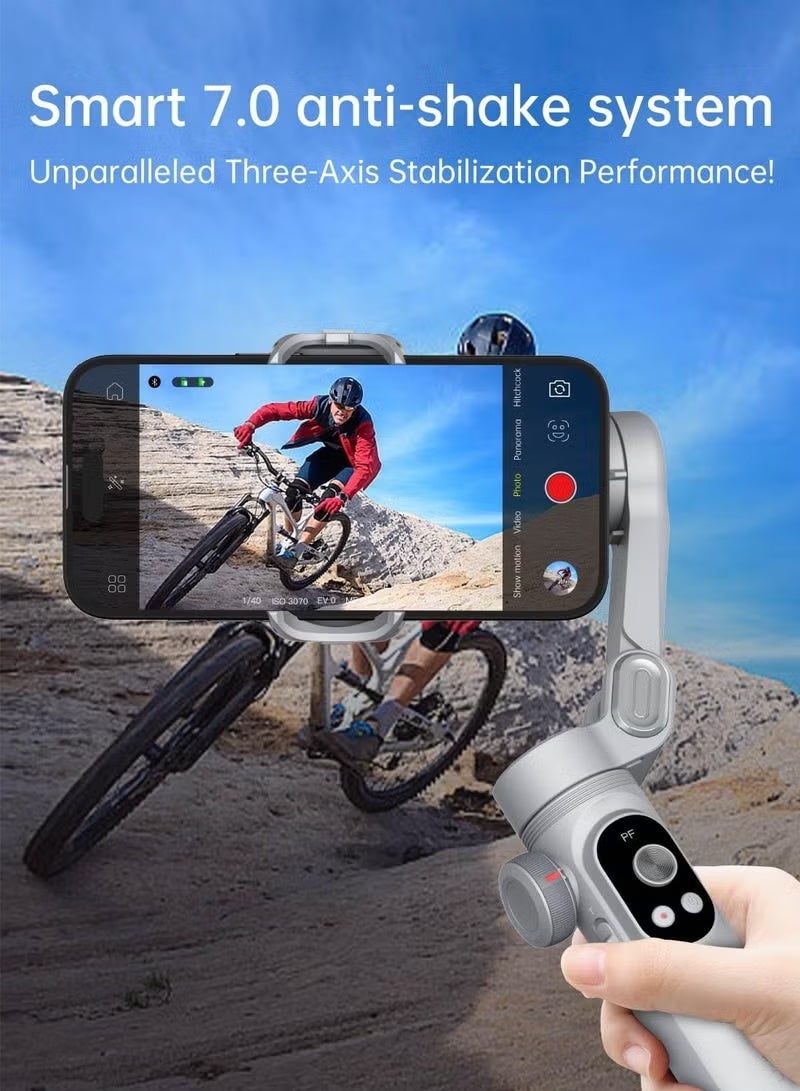 AOCHUAN AOCHUAN X PRO Gimbal Stabilizer for Smartphone, Gimbal w/Wireless Charging iPhone Gimbal for iPhone 15 Pro Max/Android Foldable 3-Axis Handheld Phone Gimbal for Video Recording Face Tracking (Grey)  - Image 5