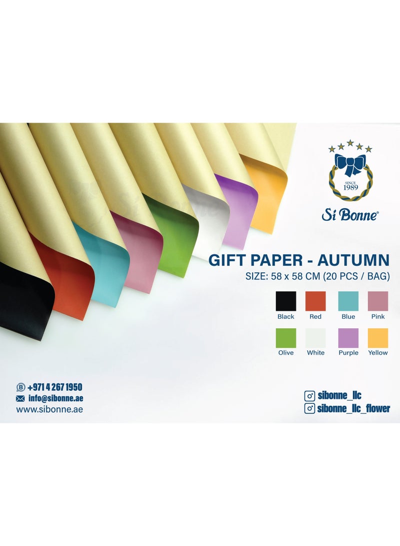 Si Bonne Premium Autumn Black Gift Wrapping Paper 20 Sheets/Bag 60 x 60 cm - Image 3