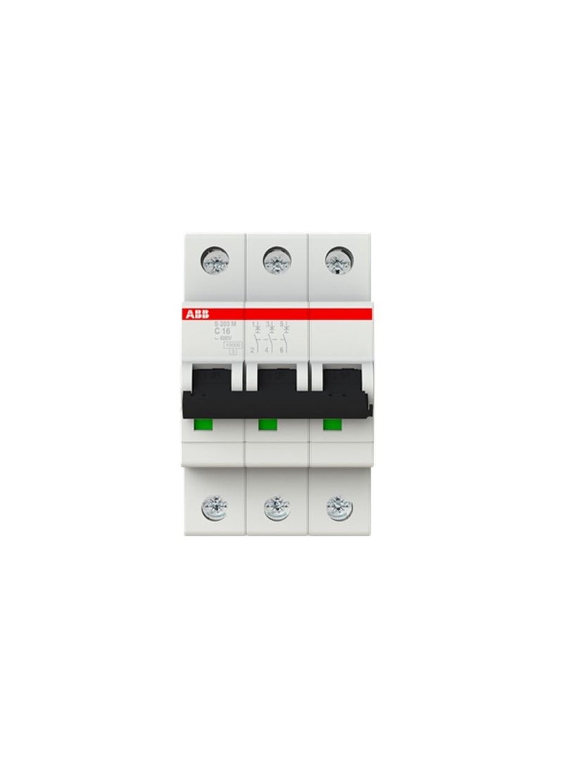 ABB 16A 3 Pole Miniature Circuit Breaker 10KA TYPE S203M-C16 2CDS273001R0164