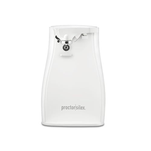 Proctor Silex Power Electric Automatic Can Opener for Kitchen with Knife Sharpener, Twist-off Easy-Clean Lever, Cord Storage, White (75224PS) - Image 1