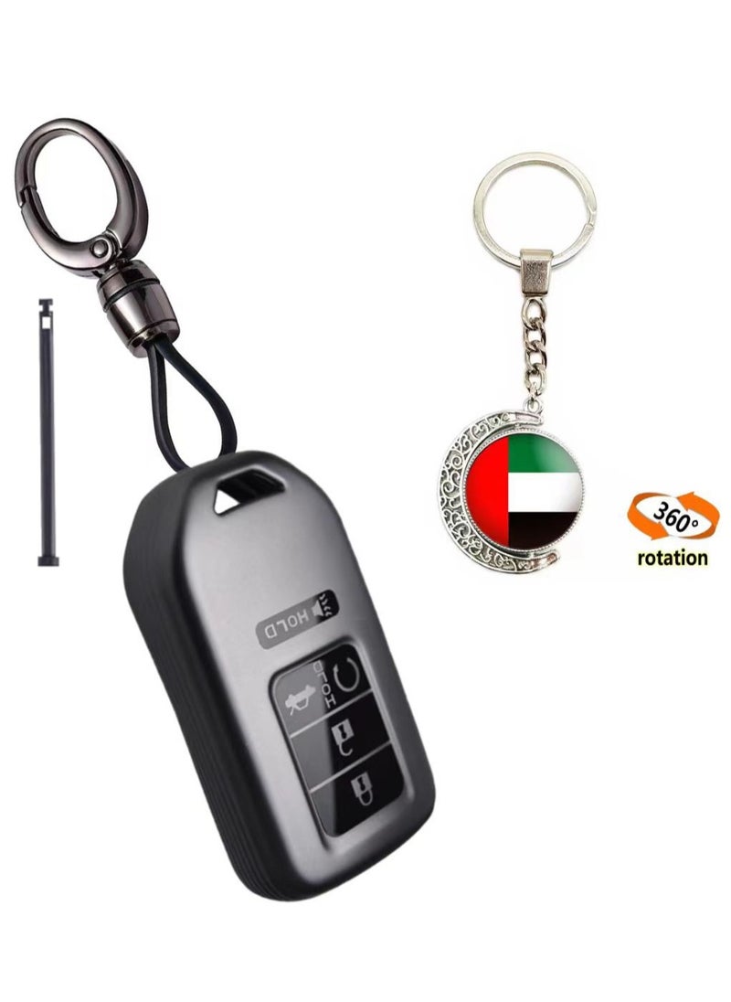 OUYoo - OUYoo For Honda key protective cover with keychain,TPU key case,4-5-Buttons compatible with CR-V Insight EX EX-L Touring Smart Remote Key Vehicle Accessories，Uae flag keychain.(Gray) - Image 1