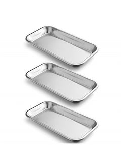 3 Pack Surgical Tray, Stainless Steel Tray for Lab Instrument Supplies, Tattoo Tool (Silver)