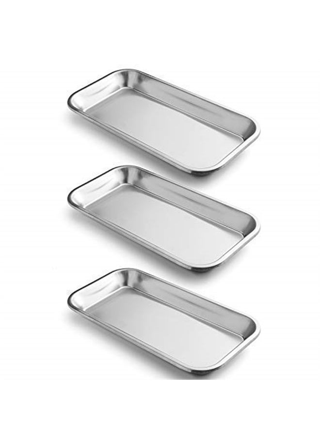 COYMOS - 3 Pack Surgical Tray, Stainless Steel Tray for Lab Instrument Supplies, Tattoo Tool (Silver) - Image 1