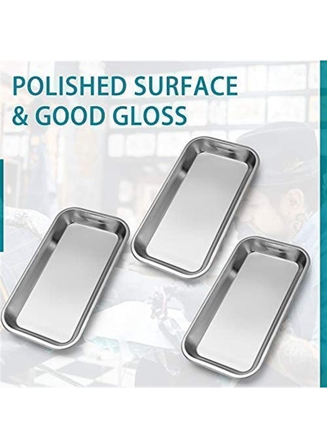 COYMOS - 3 Pack Surgical Tray, Stainless Steel Tray for Lab Instrument Supplies, Tattoo Tool (Silver) - Image 1