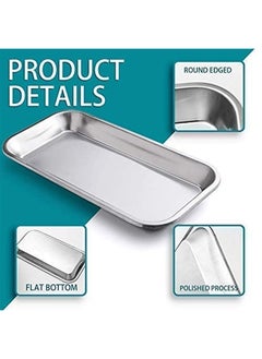 COYMOS 3 Pack Surgical Tray, Stainless Steel Tray for Lab Instrument Supplies, Tattoo Tool (Silver)  - Image 2