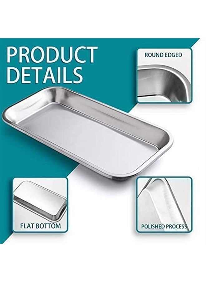 COYMOS - 3 Pack Surgical Tray, Stainless Steel Tray for Lab Instrument Supplies, Tattoo Tool (Silver) - Image 1