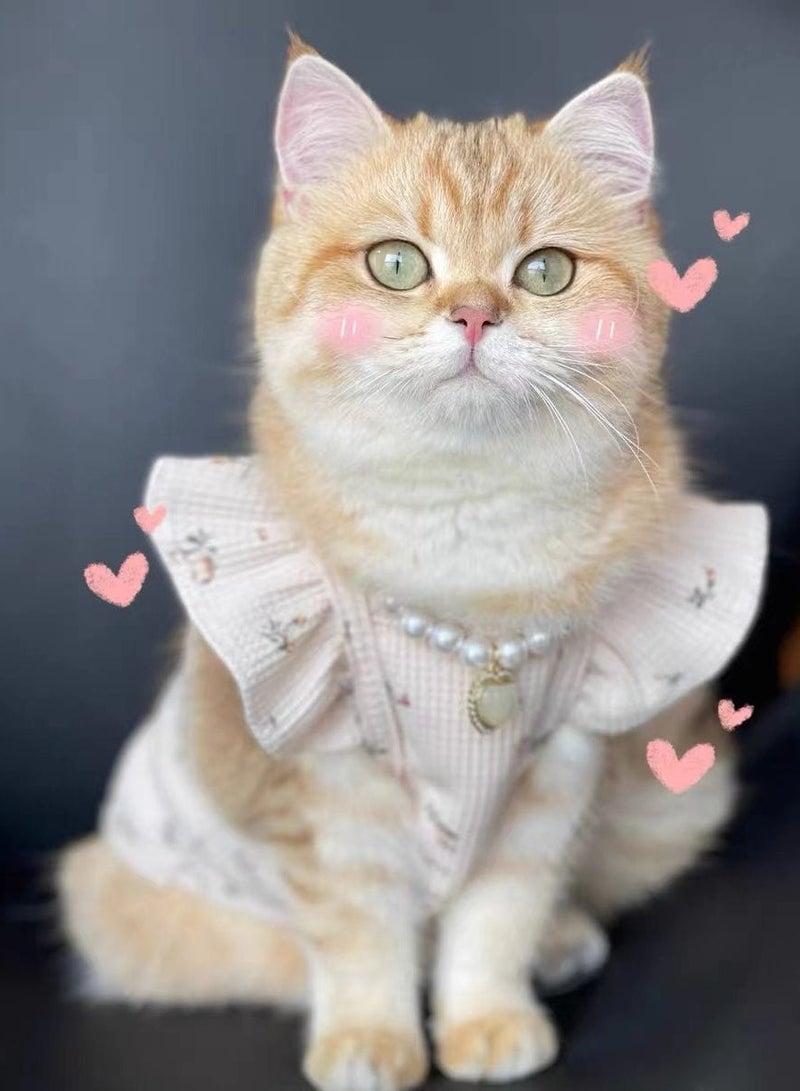 A.M Pet Vest Waffle Pattern Ruffle Sleeve Bow Tie Cute Pet Sweatshirt - Image 1