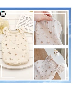 A.M Pet Vest Waffle Pattern Ruffle Sleeve Bow Tie Cute Pet Sweatshirt  - Image 2