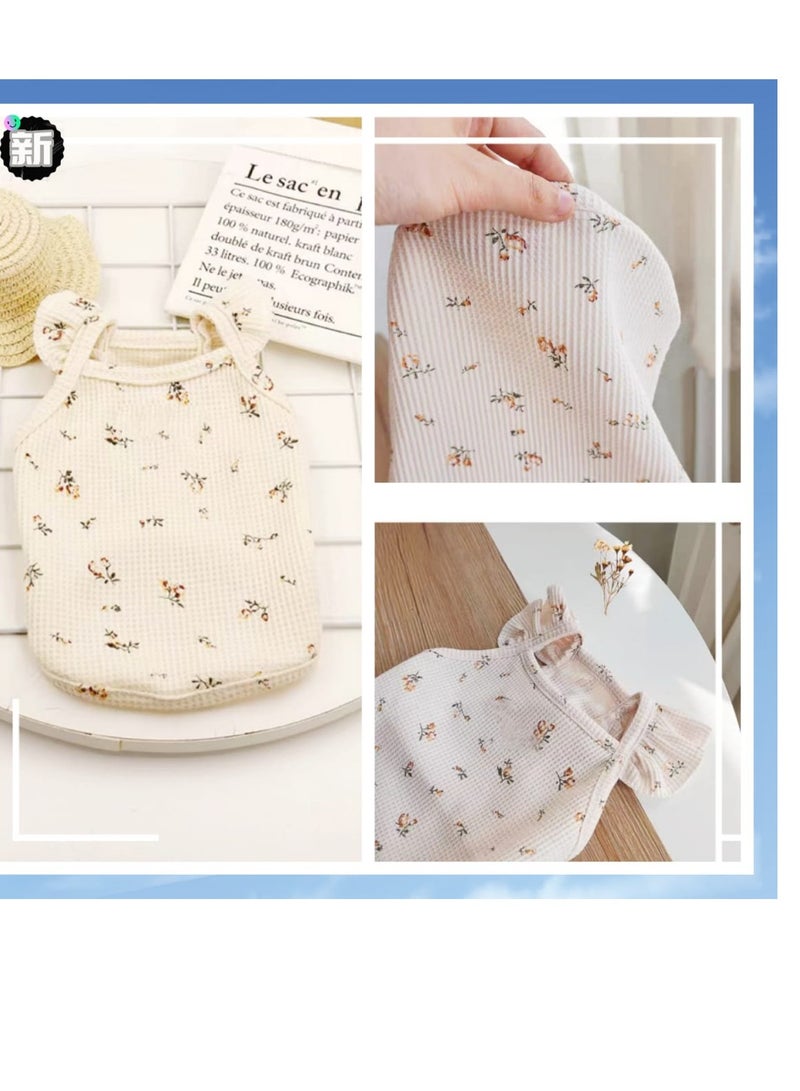 A.M Pet Vest Waffle Pattern Ruffle Sleeve Bow Tie Cute Pet Sweatshirt - Image 2