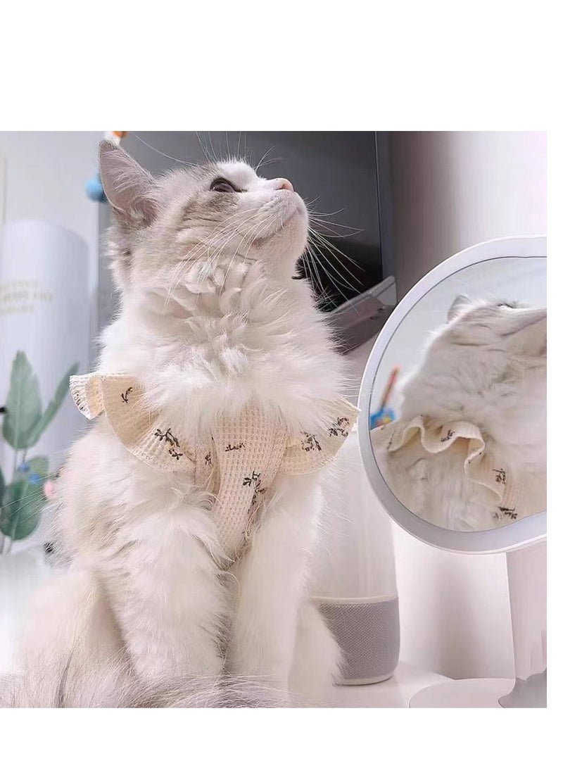 A.M Pet Vest Waffle Pattern Ruffle Sleeve Bow Tie Cute Pet Sweatshirt - Image 5