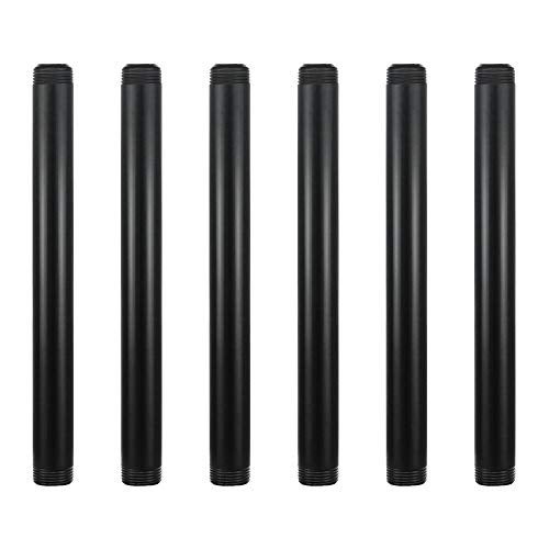 GeilSpace 6 Pack 3/4" × 10" Pre-Cut Black Metal Pipe, Industrial Steel Fits Standard Three Quarters Inch Threaded Pipes and Fittings - Vintage DIY Industrial Shelving (3/4" × 10", Black) - Image 1