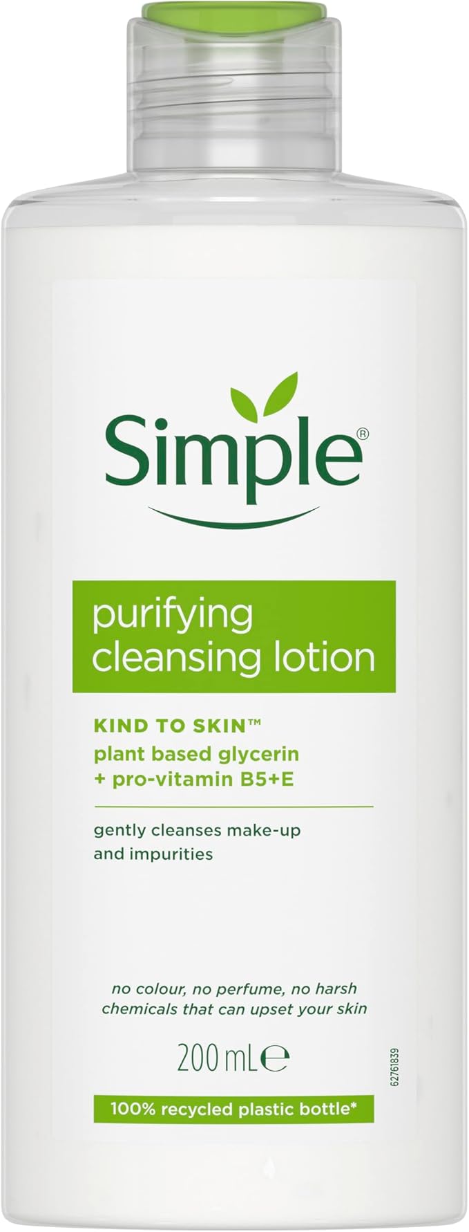 Simple Kind to Skin Purifying Cleansing Lotion Cleanser for Sensitive Skin Gently Removes Makeup and Impurities 200 ml - Image 1