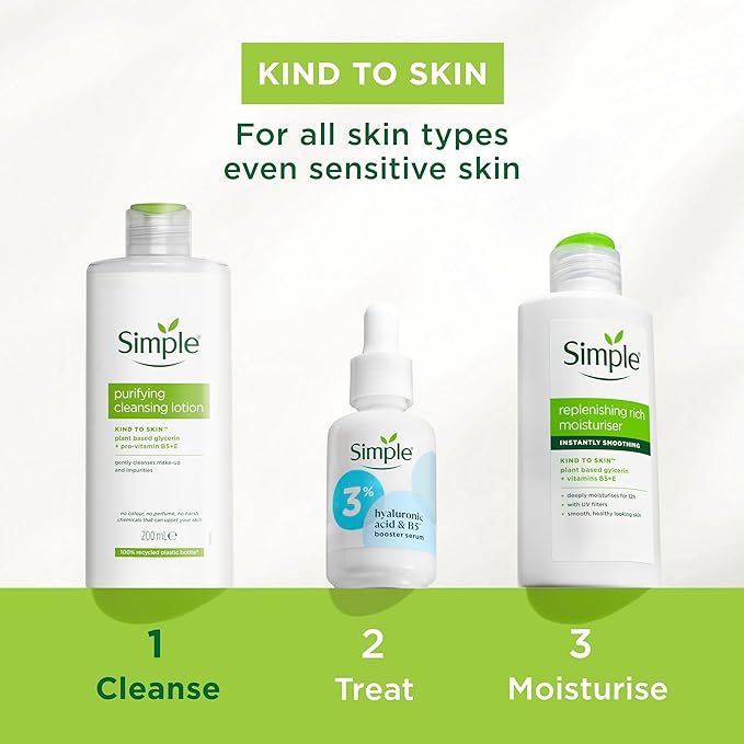Simple Kind to Skin Purifying Cleansing Lotion Cleanser for Sensitive Skin Gently Removes Makeup and Impurities 200 ml - Image 4
