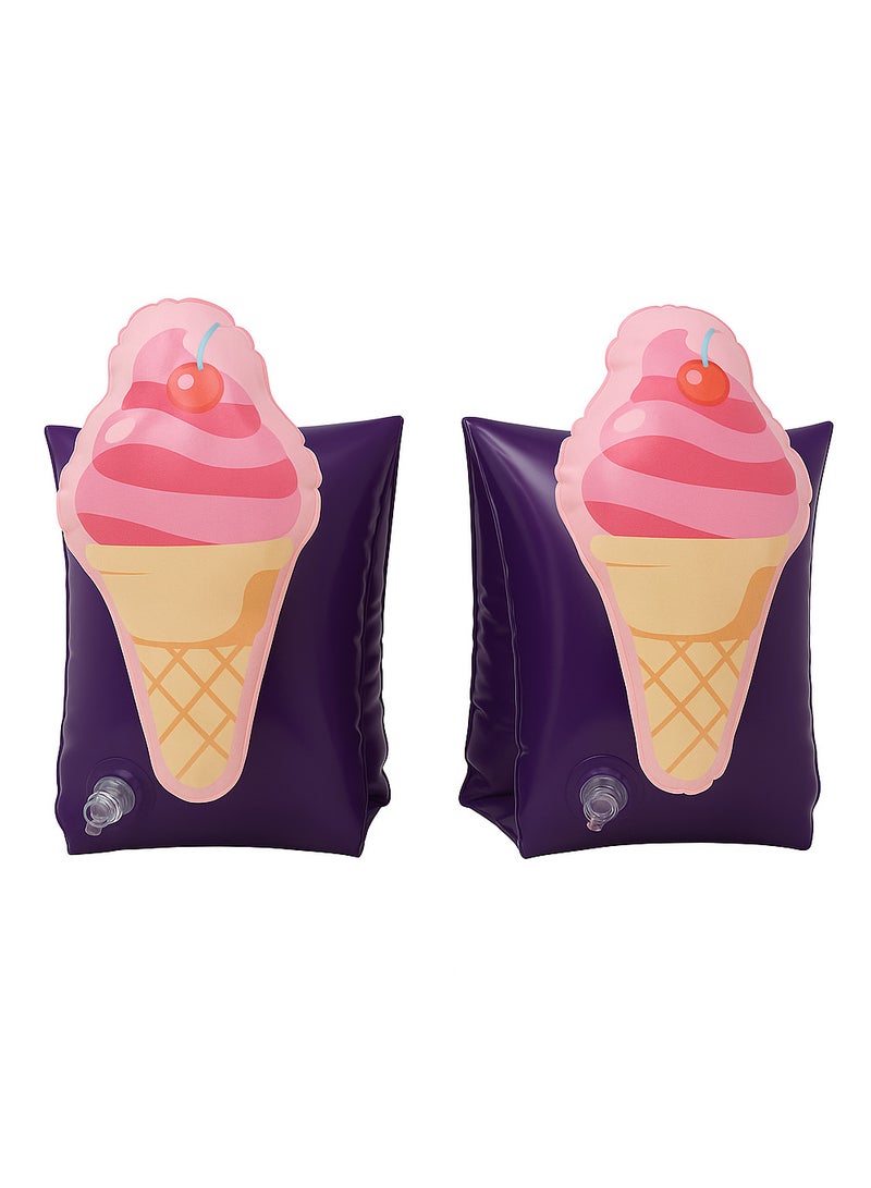 FLOBO Kids Inflatable Arm Bands Ice Cream Style Floaties for Swimming Lightweight Leak Proof Safety Float Armband for Toddlers and Children Age 3 to 6 Years  - Image 1