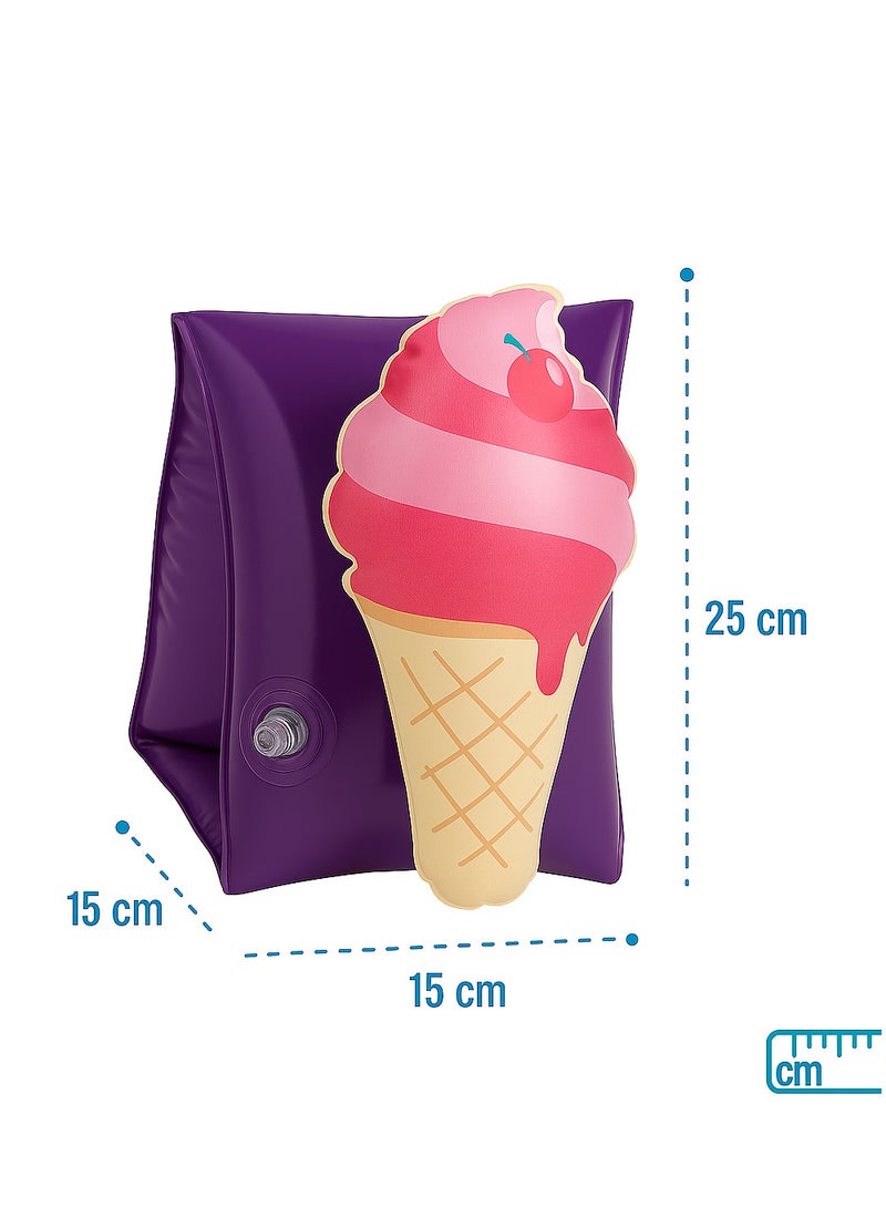 FLOBO Kids Inflatable Arm Bands Ice Cream Style Floaties for Swimming Lightweight Leak Proof Safety Float Armband for Toddlers and Children Age 3 to 6 Years  - Image 3