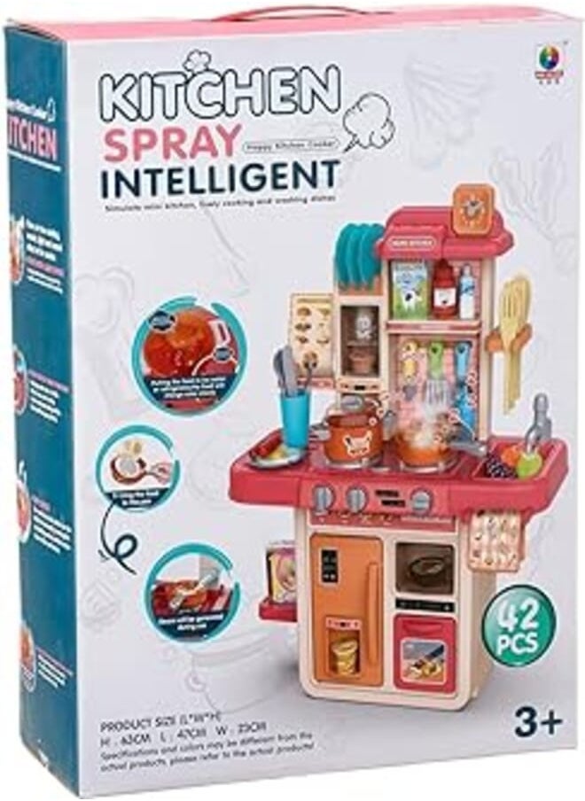 Generic - Large Pink Kitchen Playset With Accessories 42 Pieces - Mjl-709 - Image 1