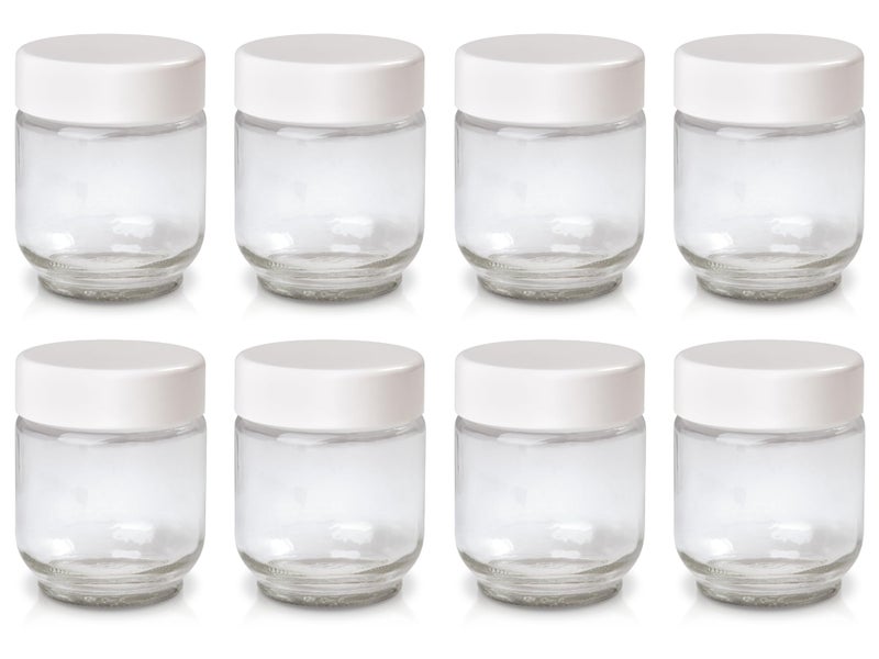 Euro Cuisine Euro Cuisine GY1920 Glass Jars with Lids for Yogurt Maker, Clear, 6 Ounce, Set of 8 6oz Glass Jars for Yogurt, Parfaits, Clear Yogurt Containers  - Image 1