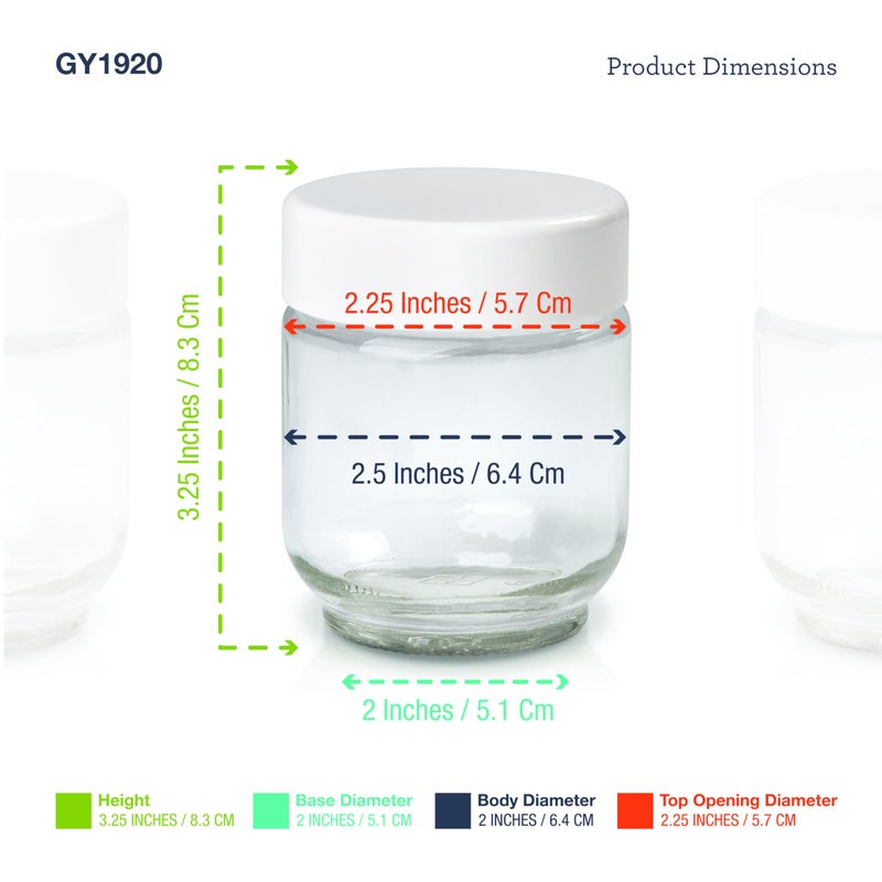 Euro Cuisine Euro Cuisine GY1920 Glass Jars with Lids for Yogurt Maker, Clear, 6 Ounce, Set of 8 6oz Glass Jars for Yogurt, Parfaits, Clear Yogurt Containers  - Image 2