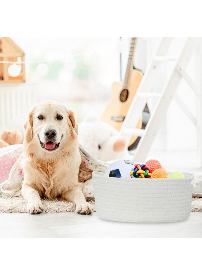 ABenkle Small Woven Basket, Cute Small Basket, Rope Room Shelf Storage Basket, Cat Dog Toys Basket Chest Box, Empty Decorative Gift Basket, 12"x 8" x 5" - Image 4
