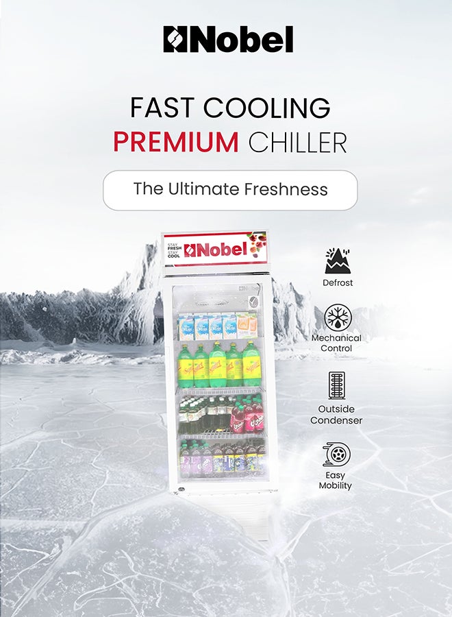Nobel Showcase Chiller 243L Net / 260L Gross, Single Door, LED Light, Mechanical Temp Control, R600a Refrigerant – NSF245 (1 Year Warranty) 245 L NSF245 White - Image 5