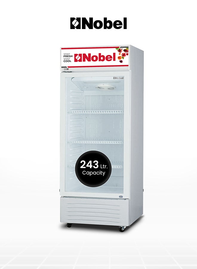 Nobel Showcase Chiller 243L Net / 260L Gross, Single Door, LED Light, Mechanical Temp Control, R600a Refrigerant – NSF245 (1 Year Warranty) 245 L NSF245 White - Image 1