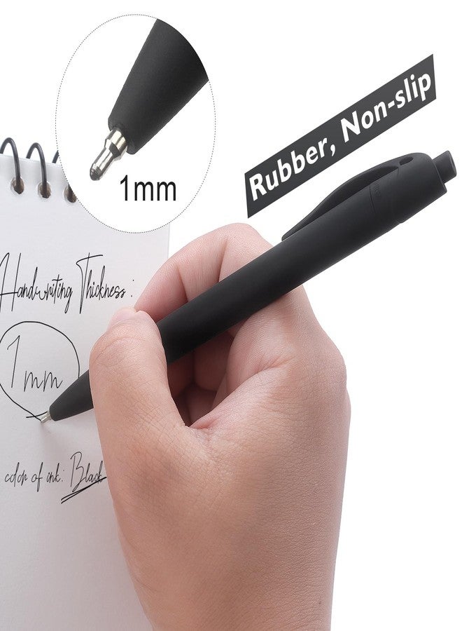 Bribobo 8 Pack Ballpoint Pens Retractable No Bleed Black Click Pens, School Supplies Stationery, Pens Medium Point, Smooth Ink Pens, 1.0 MM Black Ink - Image 4