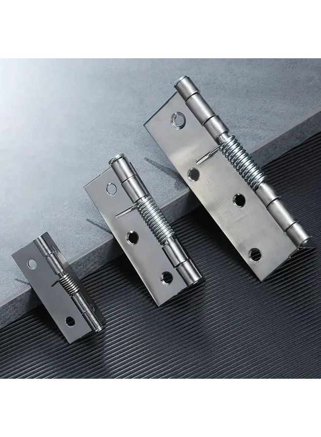 Stainless Steel Spring Hinge Self Closing 2PCS Size S With Screws - Image 1