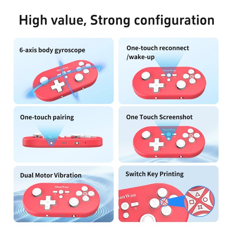 ShanWan Wireless Bluetooth Controller is Compatible With the Switch/Switch 2 (Firmware Update Required), Steam Deck, PC, Android, iPhone, iPad, and macOS. It Features Customizable Buttons and Macros, Motion Controls, linear Motor Vibration, Joysticks, Triggers, and a D-pad - Image 5