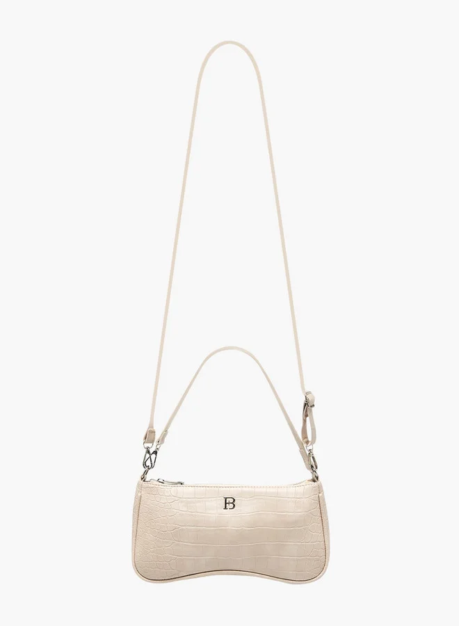 Flora Bella By Shoexpress Textured Shoulder Bag with Detachable Strap and Zip Closure