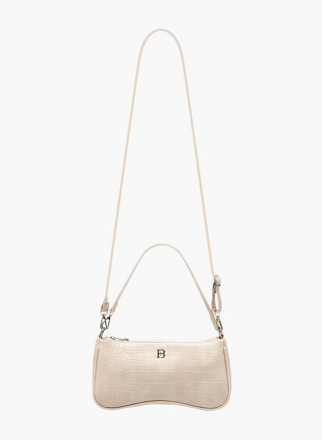 Flora Bella By Shoexpress Textured Shoulder Bag with Detachable Strap and Zip Closure  - Image 3