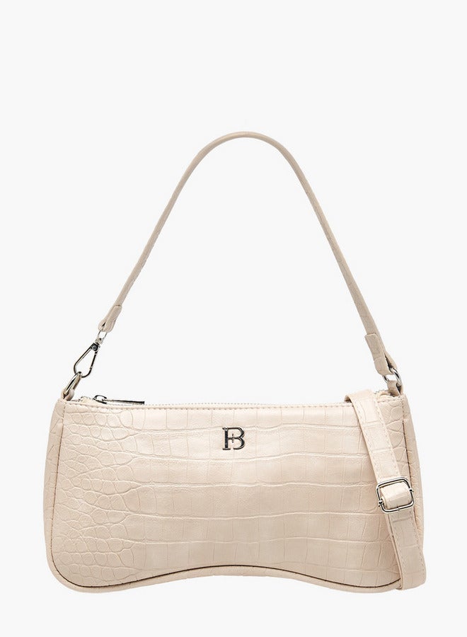 Flora Bella By Shoexpress Textured Shoulder Bag with Detachable Strap and Zip Closure  - Image 1