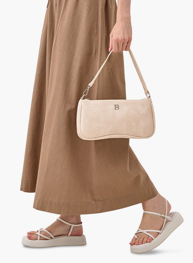 Flora Bella By Shoexpress Textured Shoulder Bag with Detachable Strap and Zip Closure  - Image 2