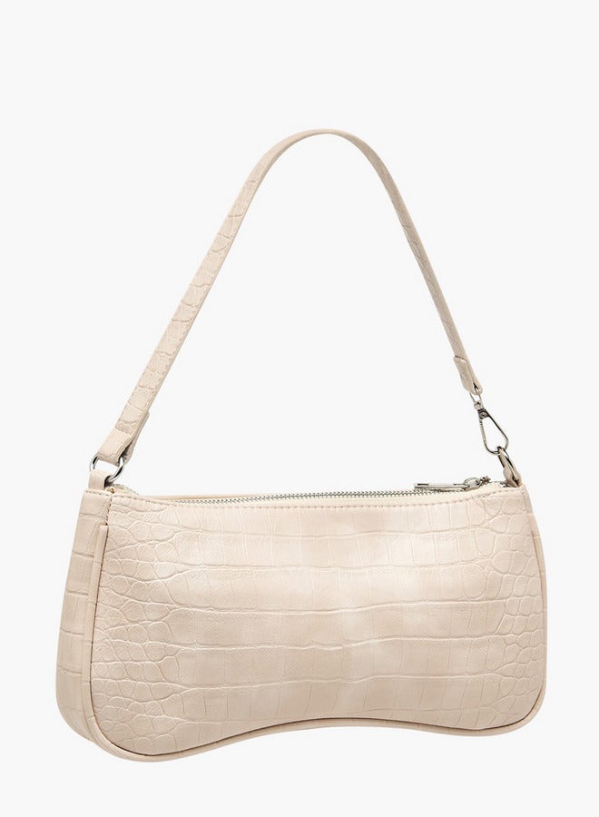 Flora Bella By Shoexpress Textured Shoulder Bag with Detachable Strap and Zip Closure  - Image 4