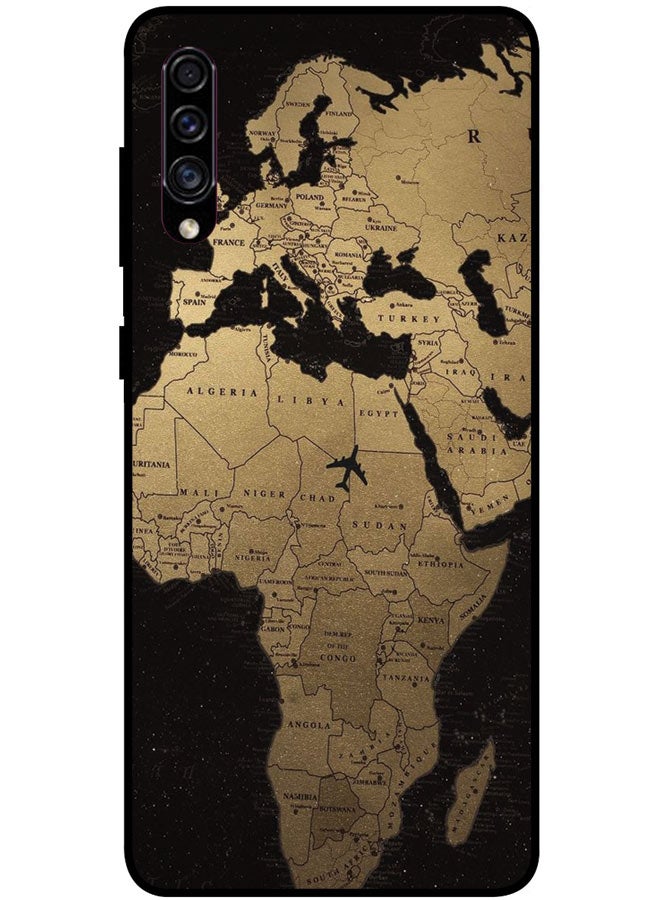 EYE CATCH Protective Case Cover For Samsung Galaxy A50 Smart Series Printed Protective Case Cover for Samsung A50 Golden World Map - Image 1