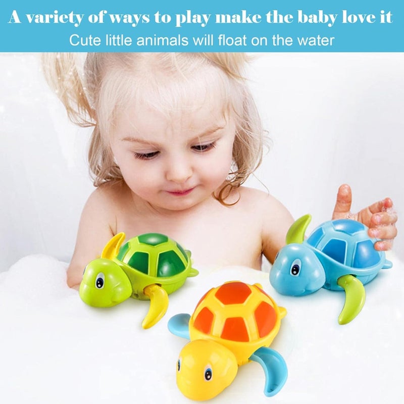 klarako Bath Toys For Toddlers Clockwork Floating Baby Bath Toys Swimming Tortoise Floating WindUp Toys Bathtub Shower Beach Toys Gifts For Boys And Girls Clockwork Bath Toys (Yellow) - Image 3